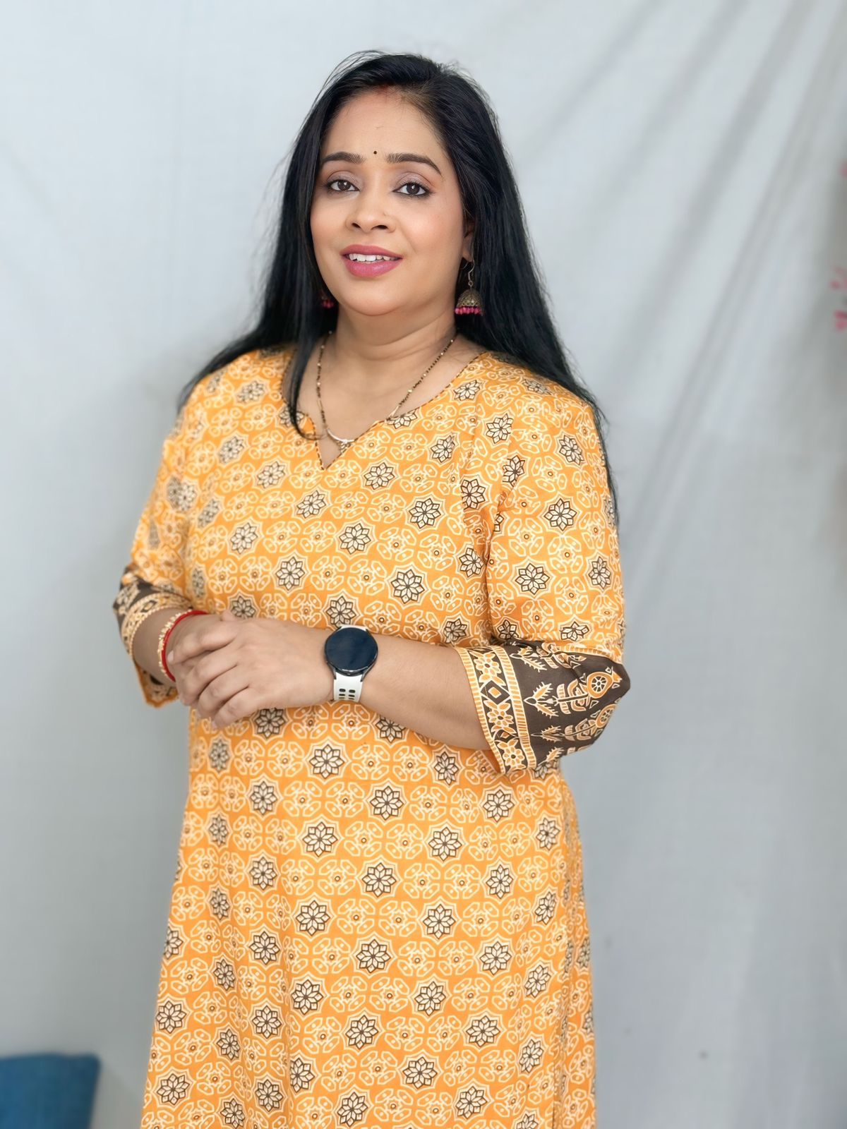 Yellow Ajrakh Designer Kurta