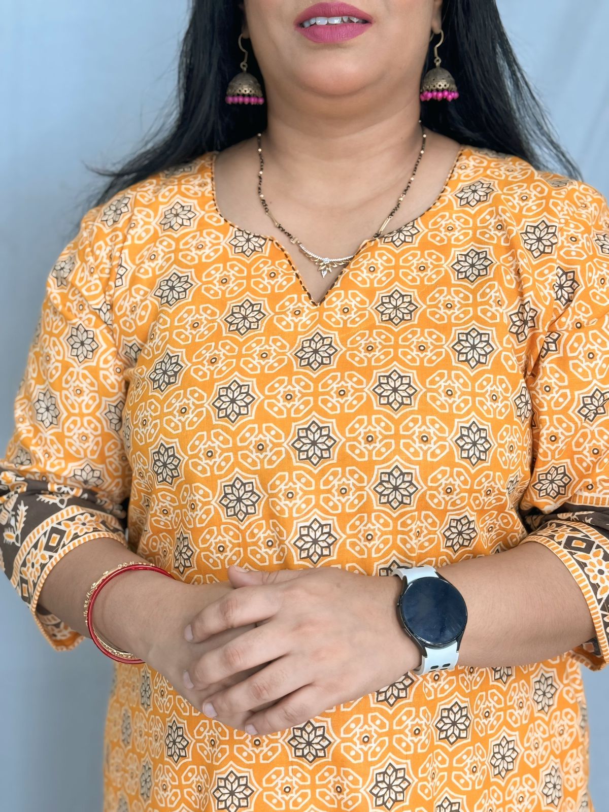 Yellow Ajrakh Designer Kurta