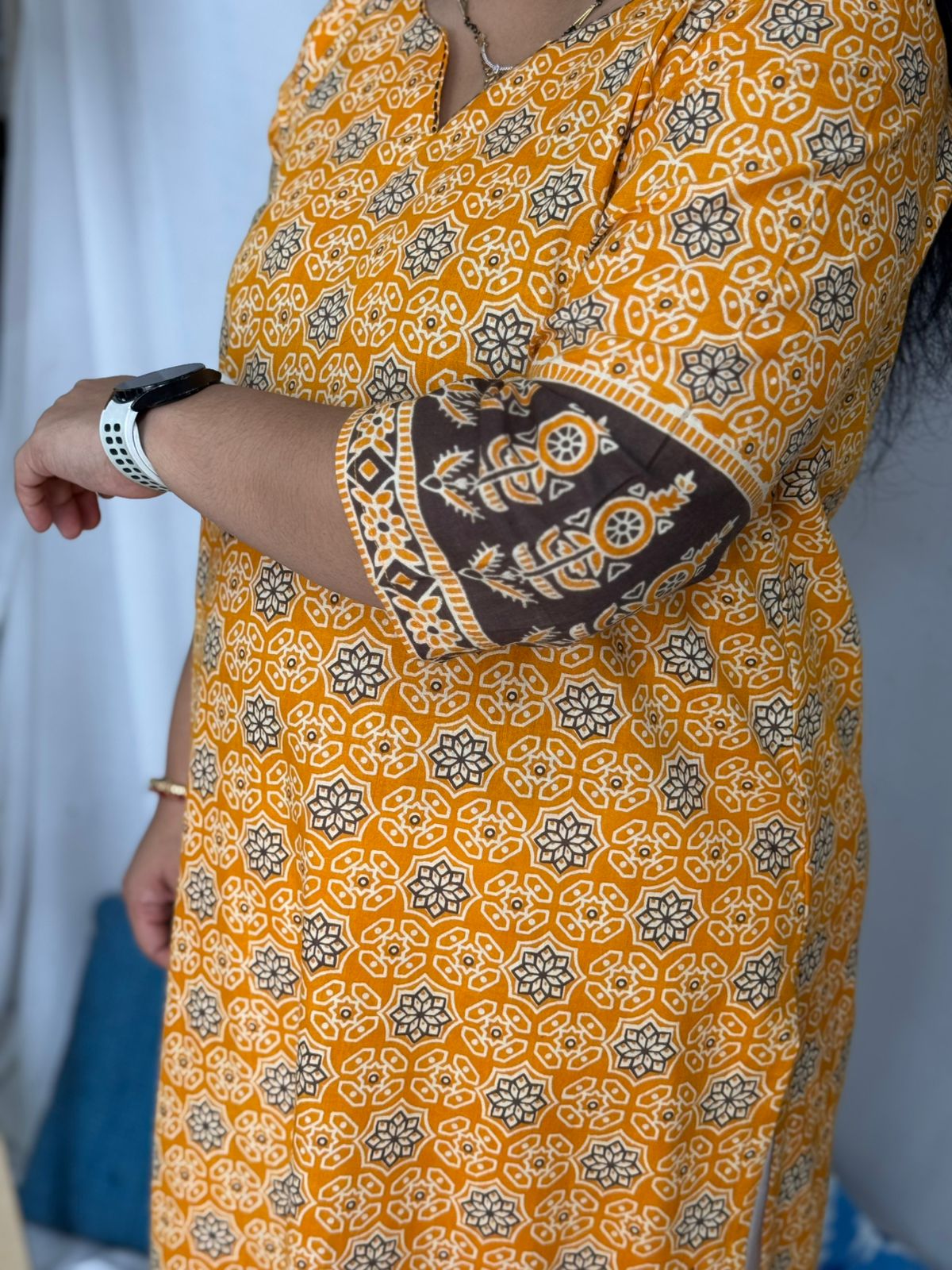 Yellow Ajrakh Designer Kurta