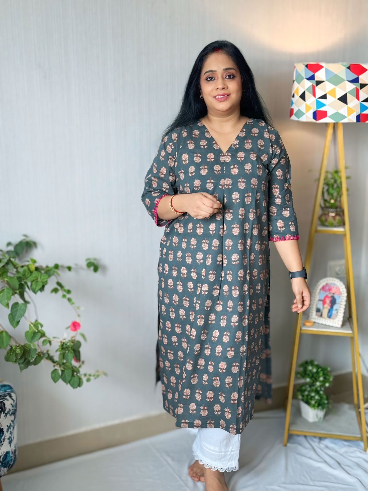 Rozana Slate Blue  Kurta