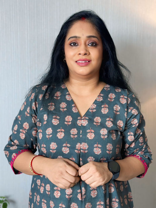 Rozana Slate Blue  Kurta