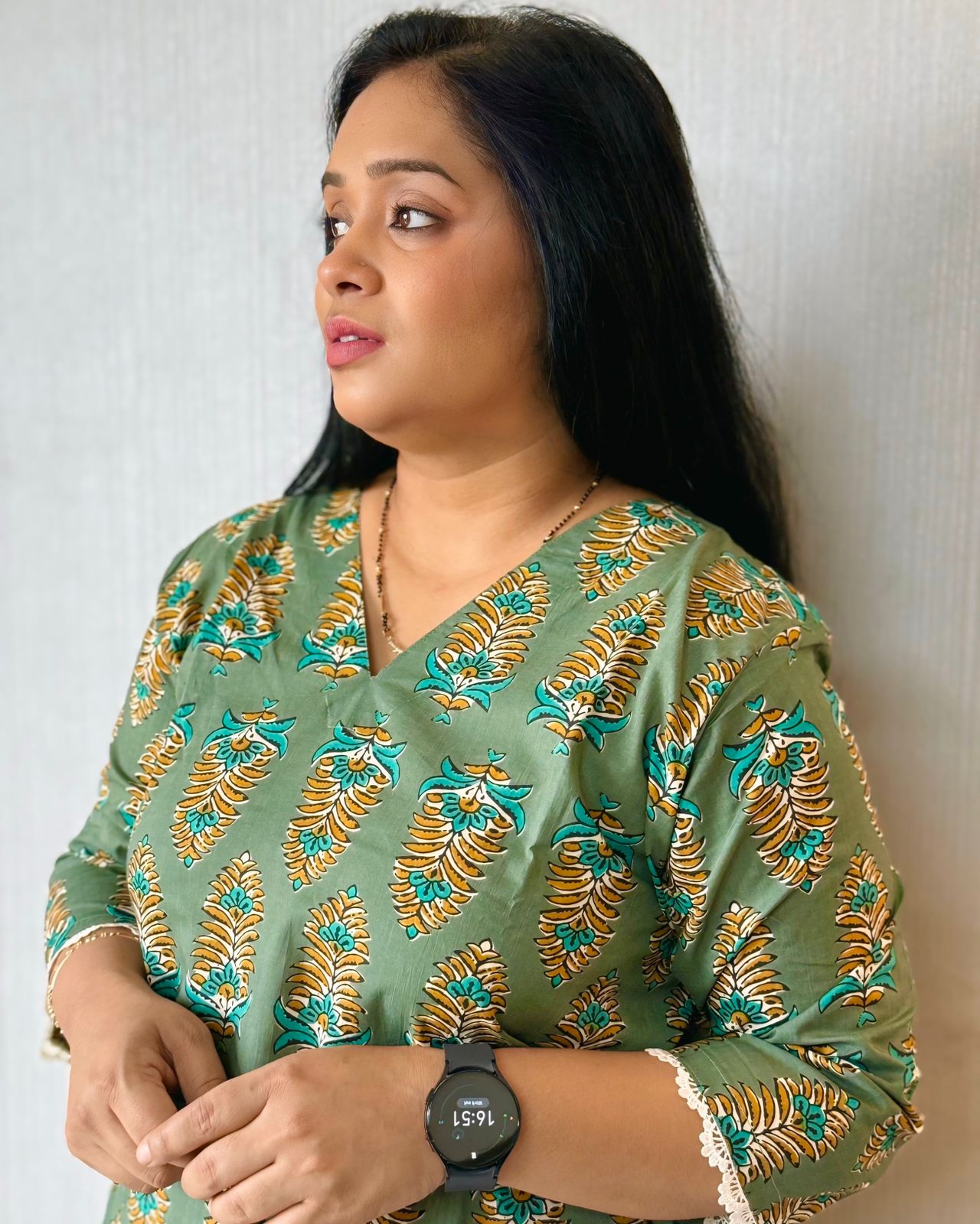 Green Ajrakh Short Kuri