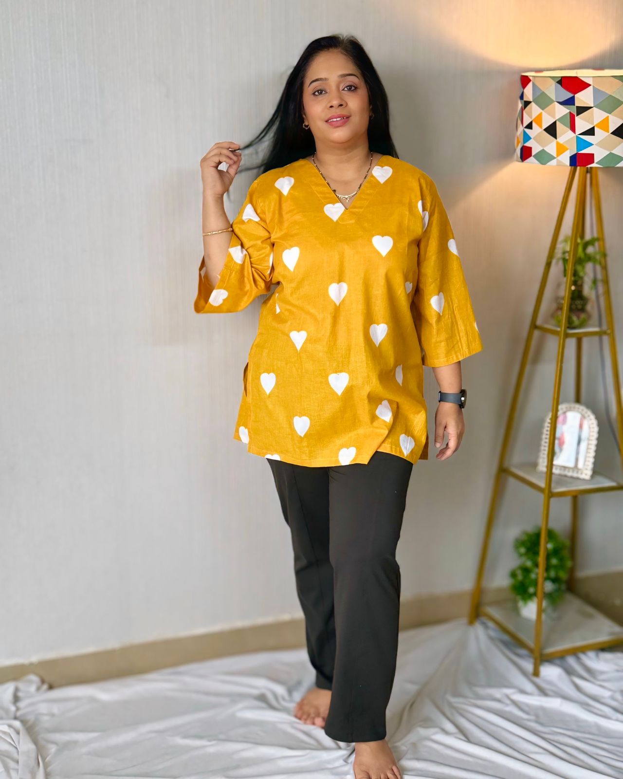 Golden Glow Everyday Short Kurti