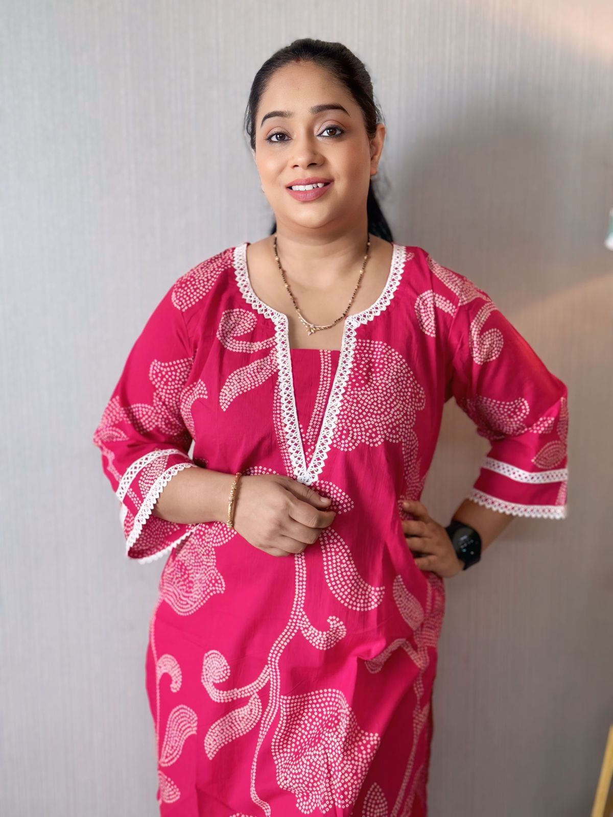 Daily wear Red Printed Kurta