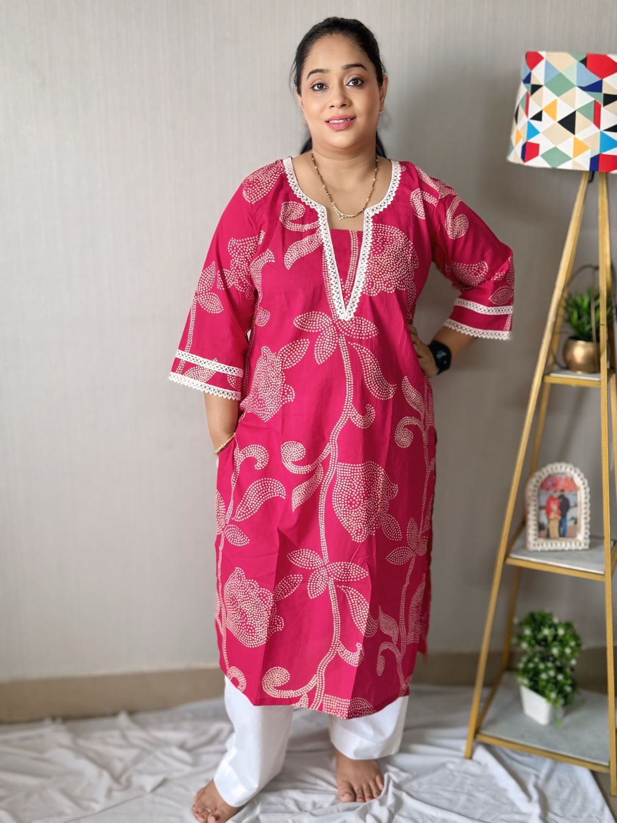 Daily wear Red Printed Kurta