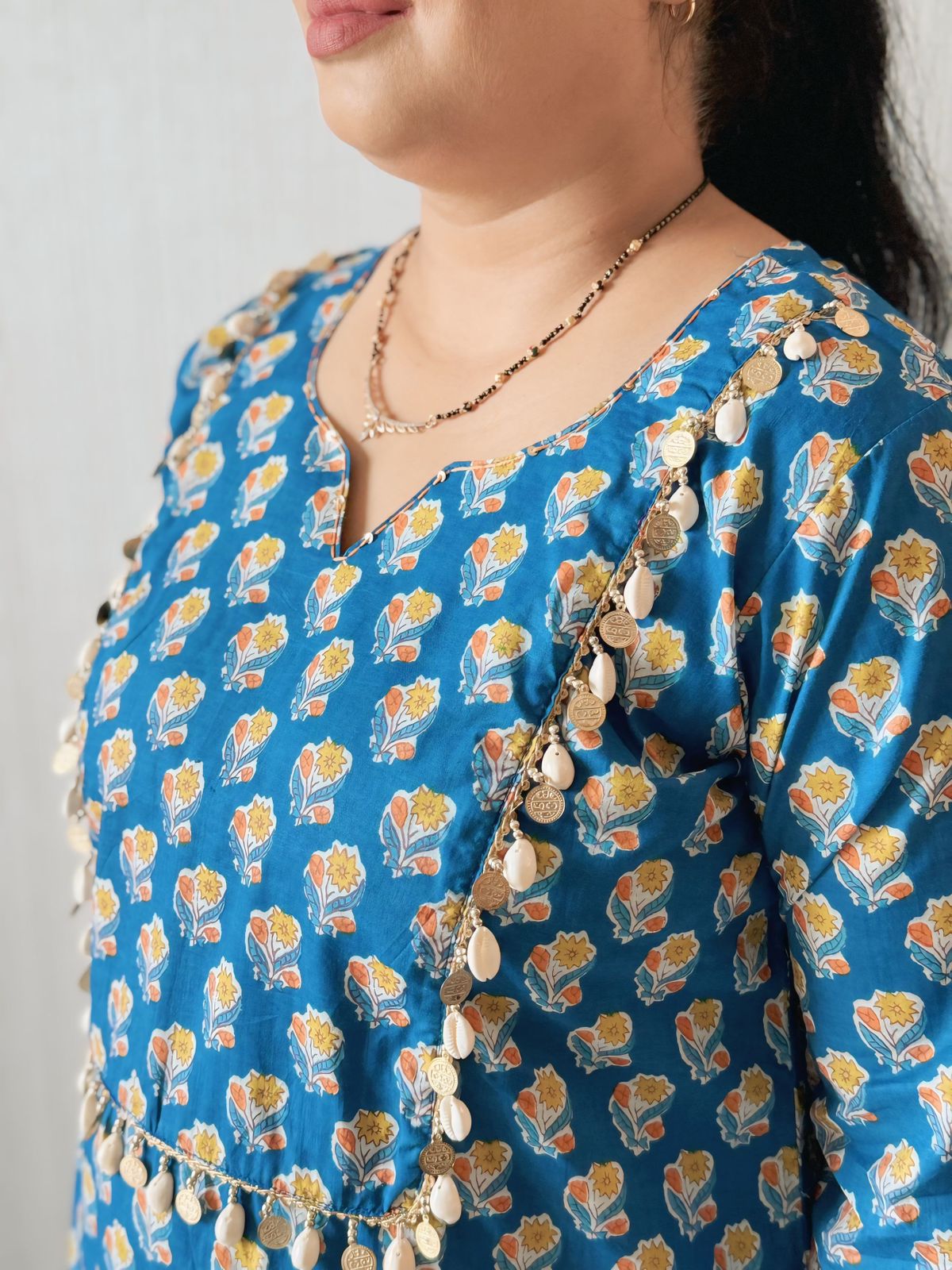 Blue Designer Neck Kurta