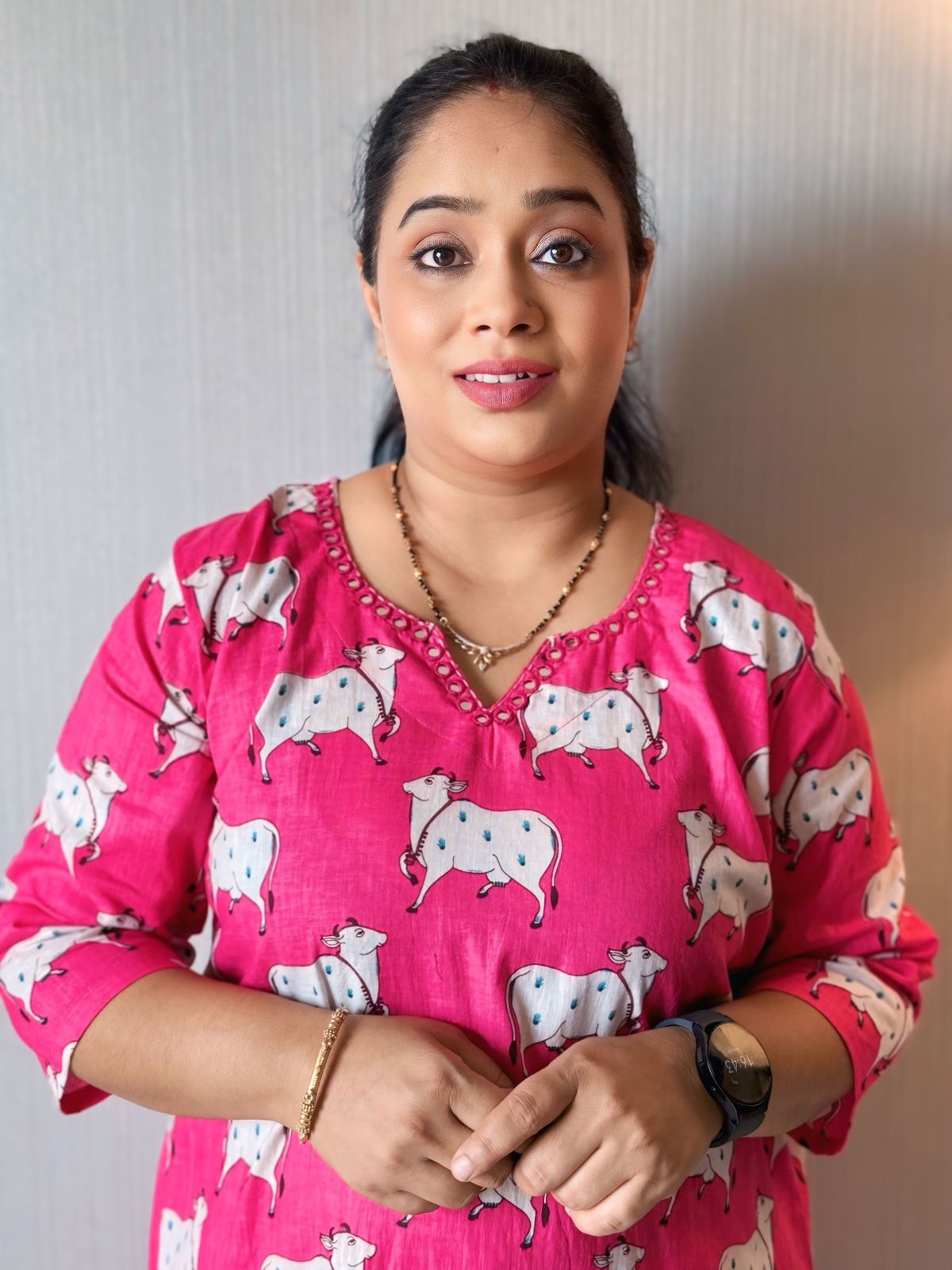 Pink Pichwai Handwork Kurta