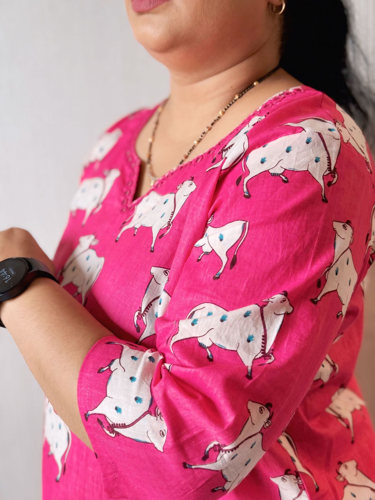 Pink Pichwai Handwork Kurta