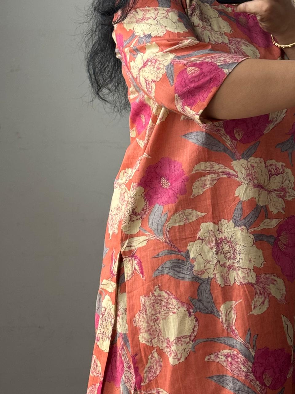 Orange Peach Floral Palazzo Set