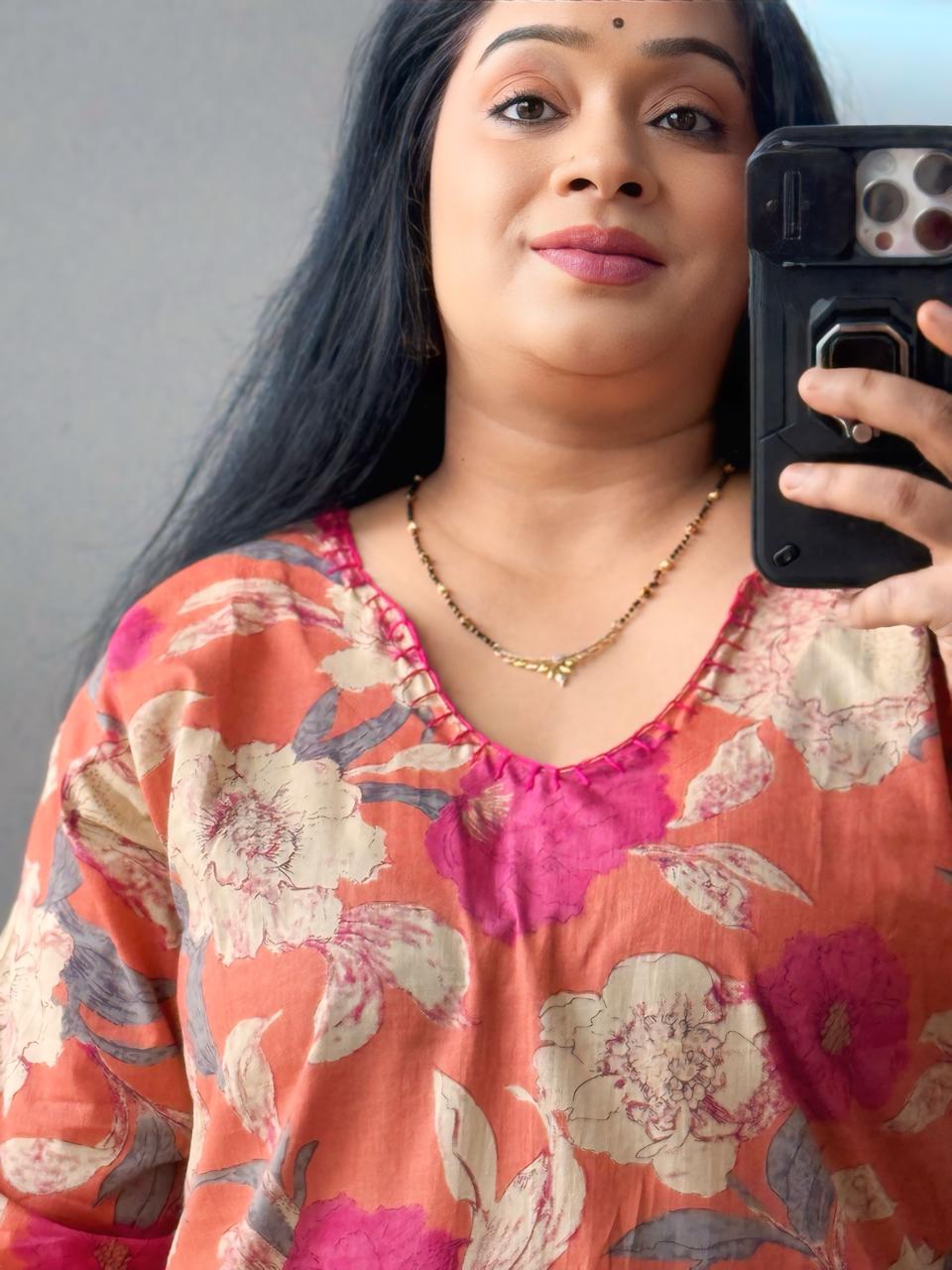 Orange Peach Floral Palazzo Set