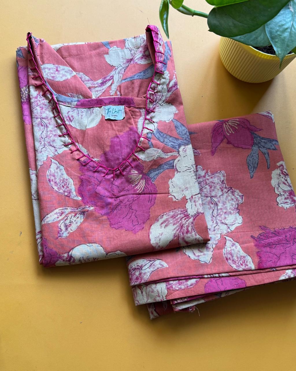 Orange Peach Floral Palazzo Set