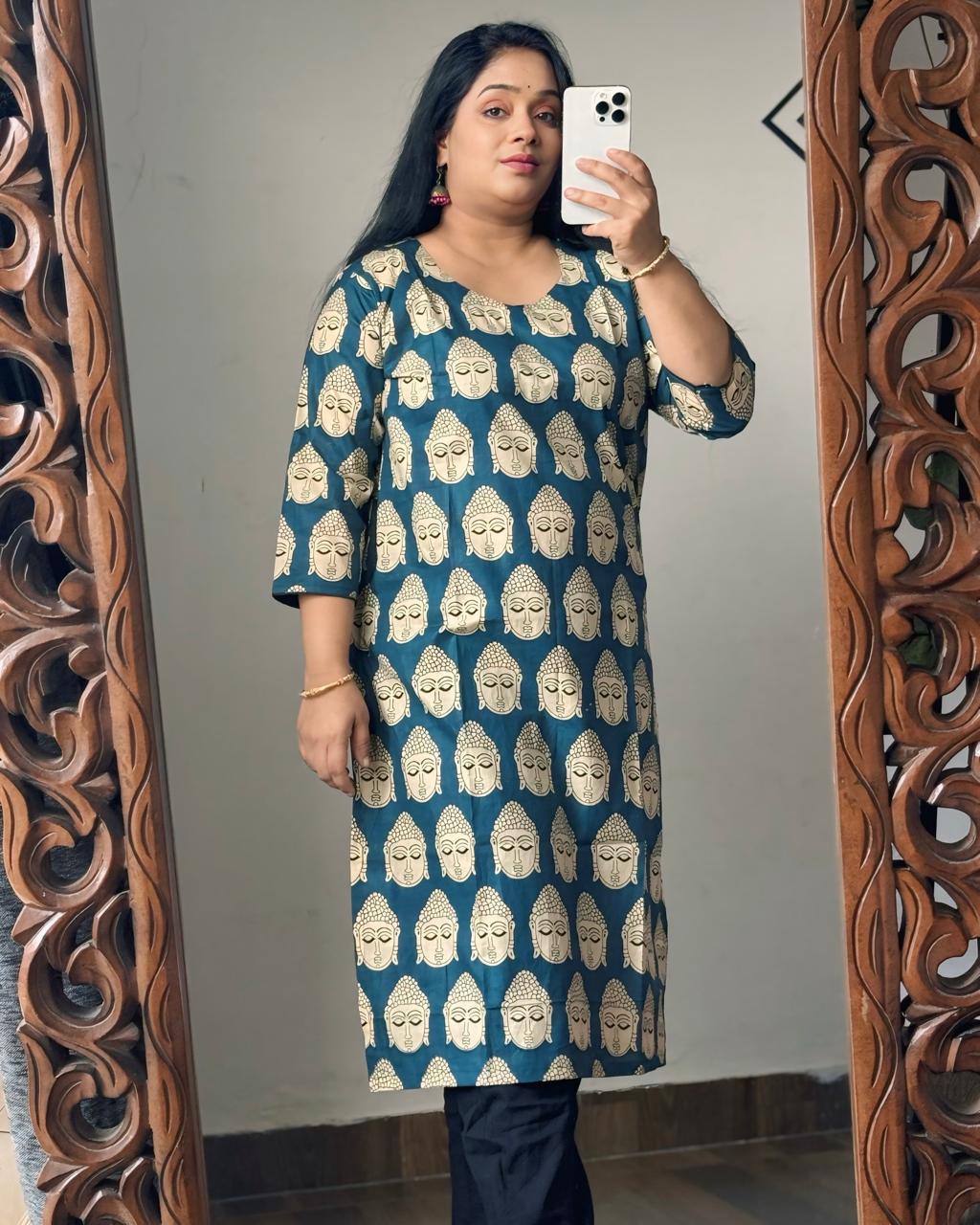 Buddha Motif Kalamkari Kurta