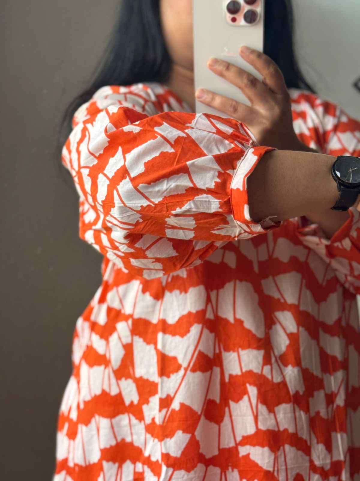 Orange A-line Designer Kurta Set