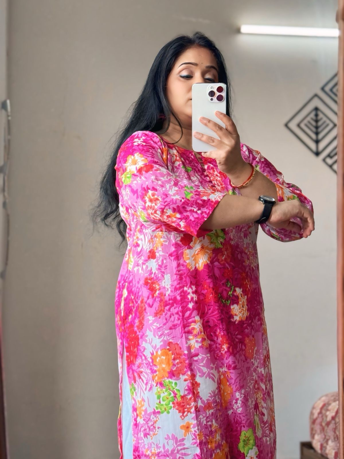 Gulabi Pink Floral Kurta