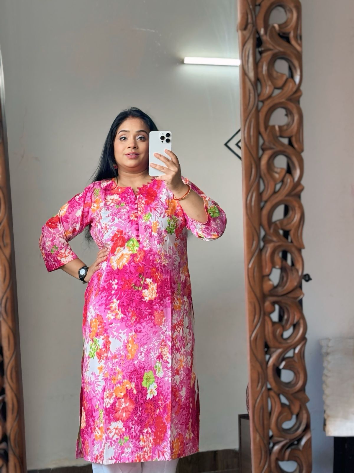 Gulabi Pink Floral Kurta