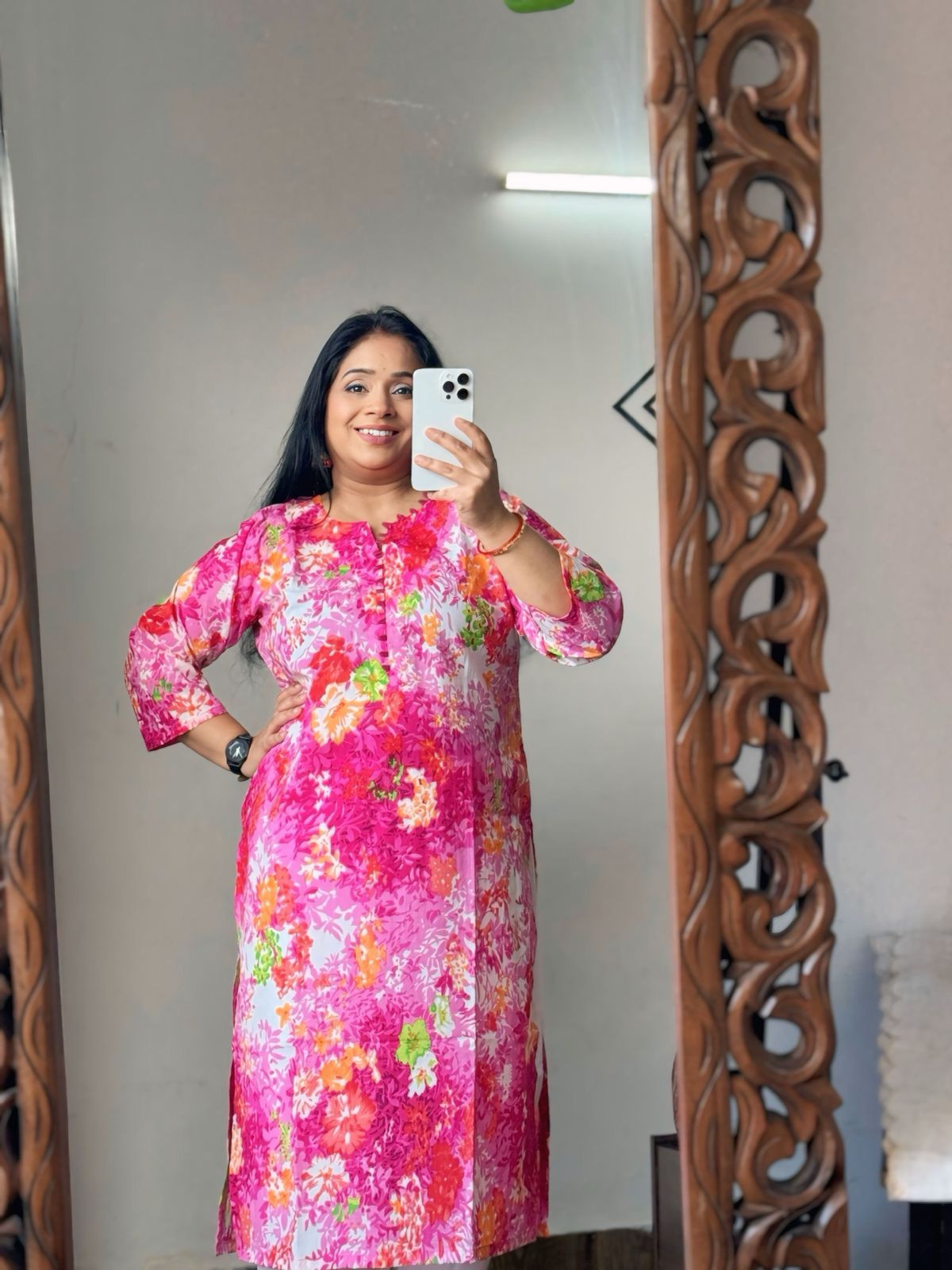 Gulabi Pink Floral Kurta