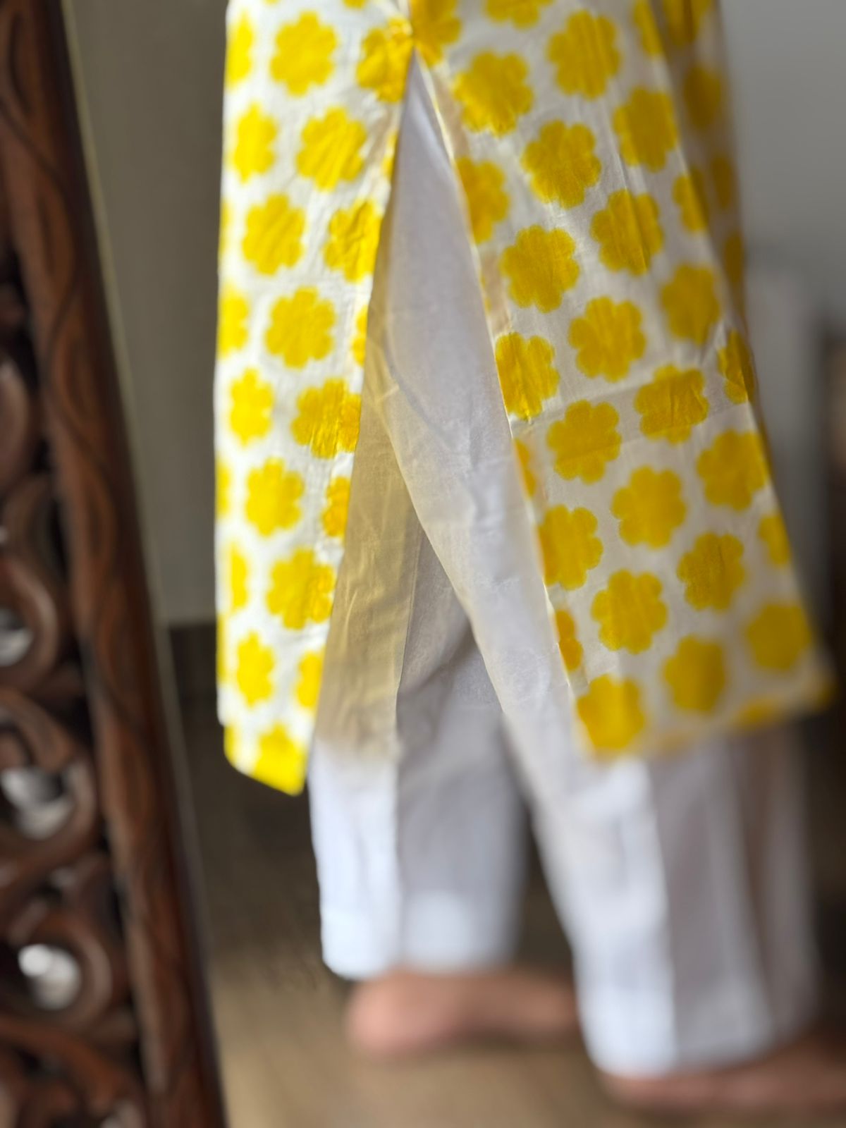 Yellow Bloom Cotton Kurta