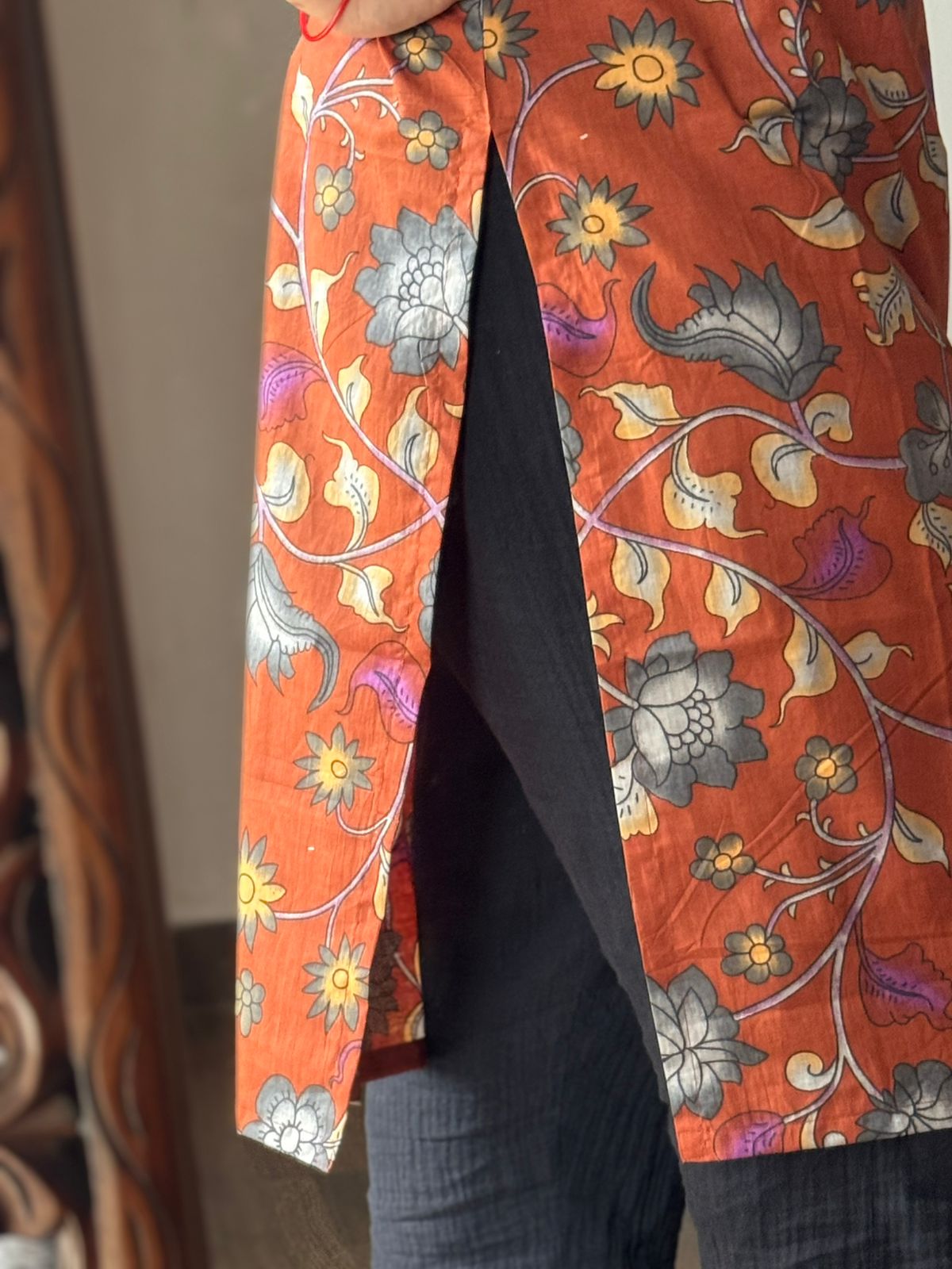 Brown Kalamkari Cotton Kurta