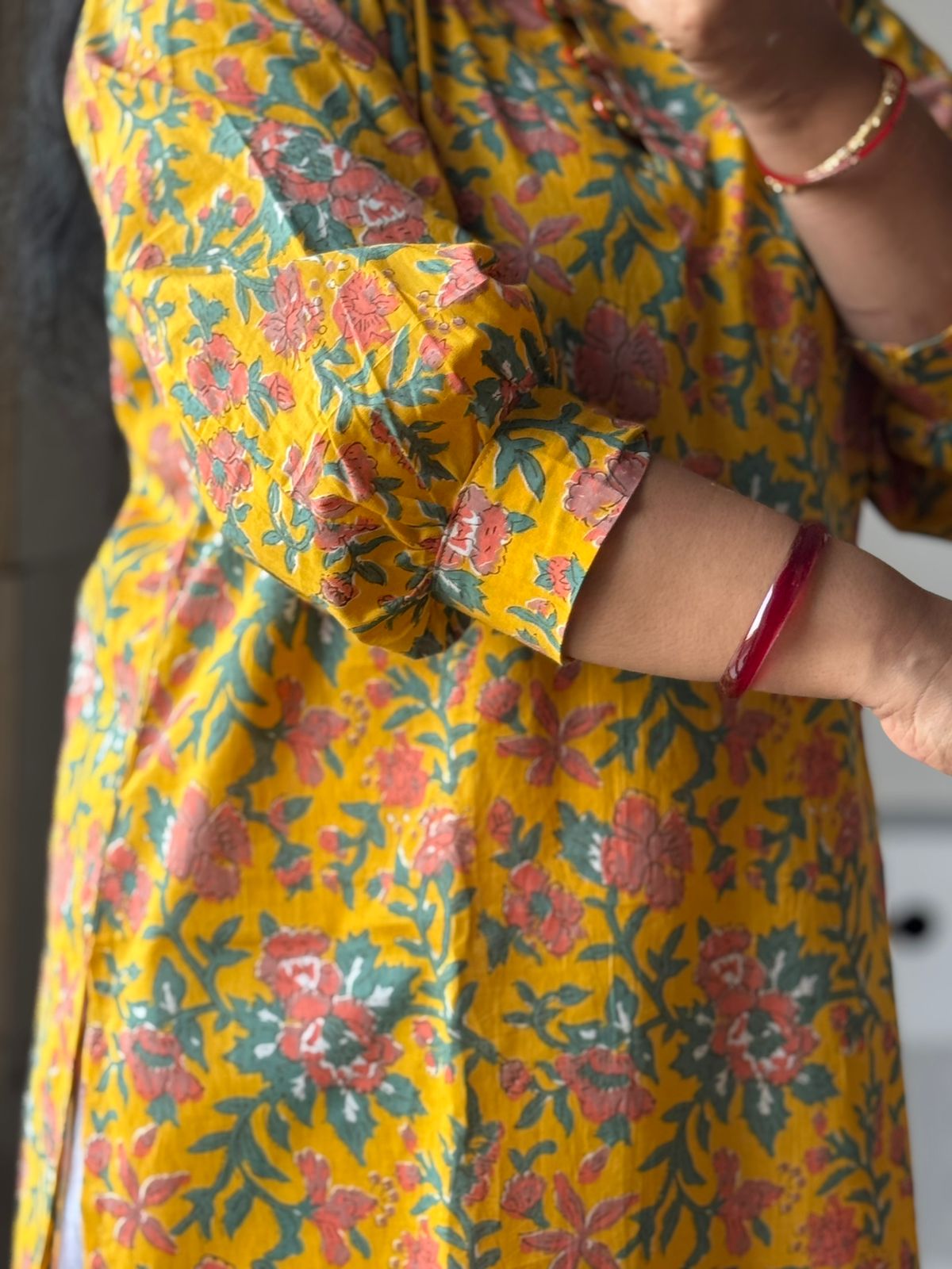 Mustard Yellow Cotton Kurta for Women