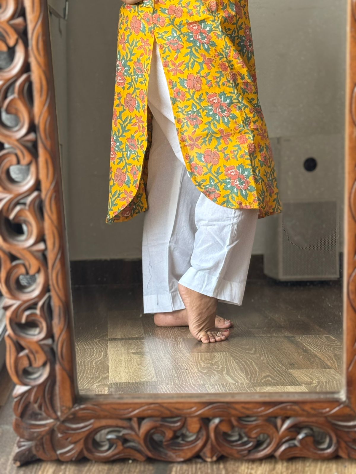 Mustard Yellow Cotton Kurta for Women