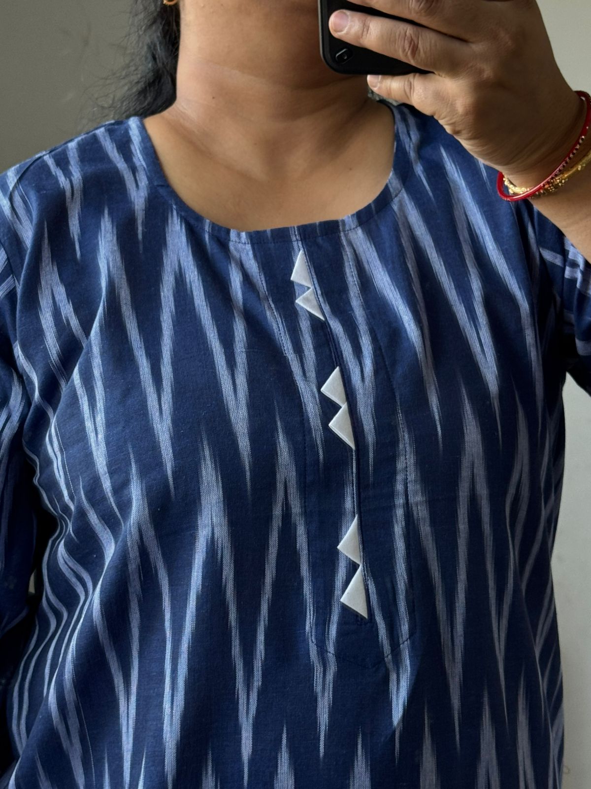 Ikkat Blue Cotton Kurta