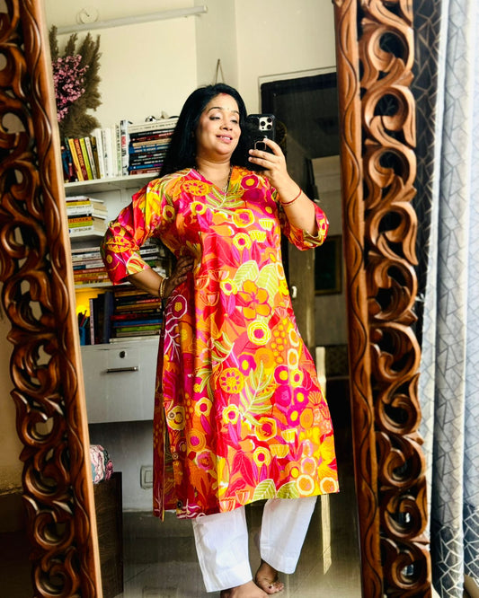 Tropical Floral A -Line Kurta