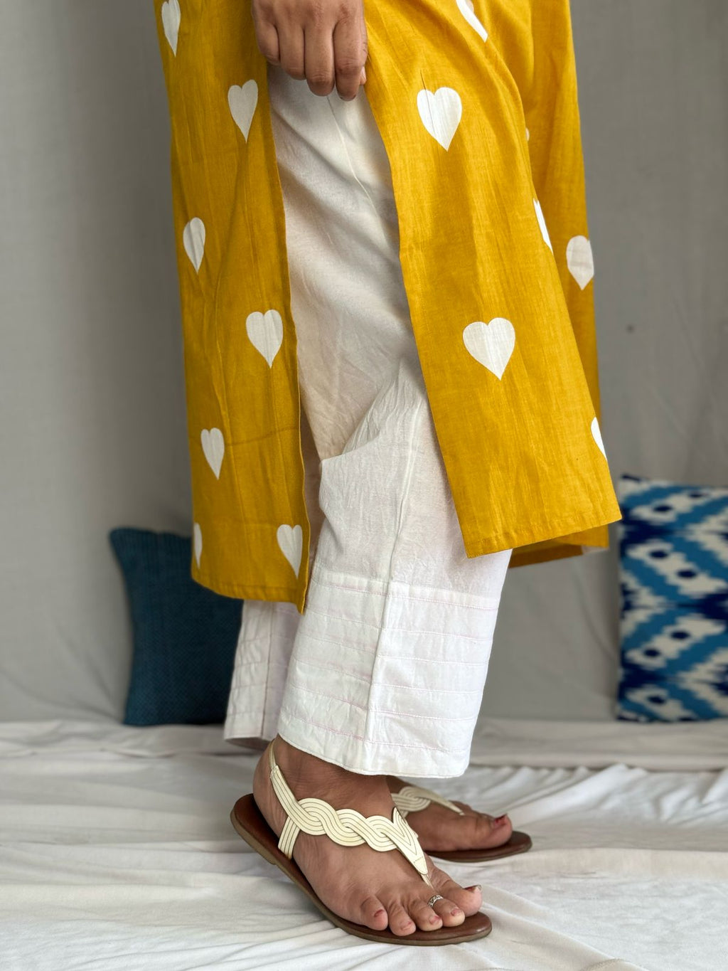 Heart Mustard Cotton Kurta