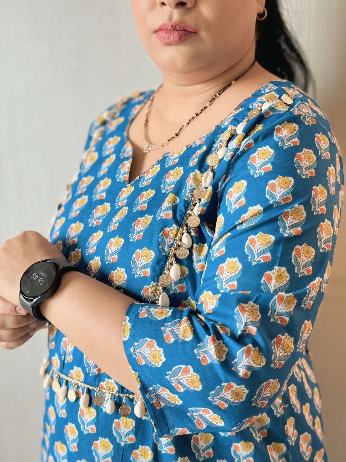 Blue Designer Neck Kurta