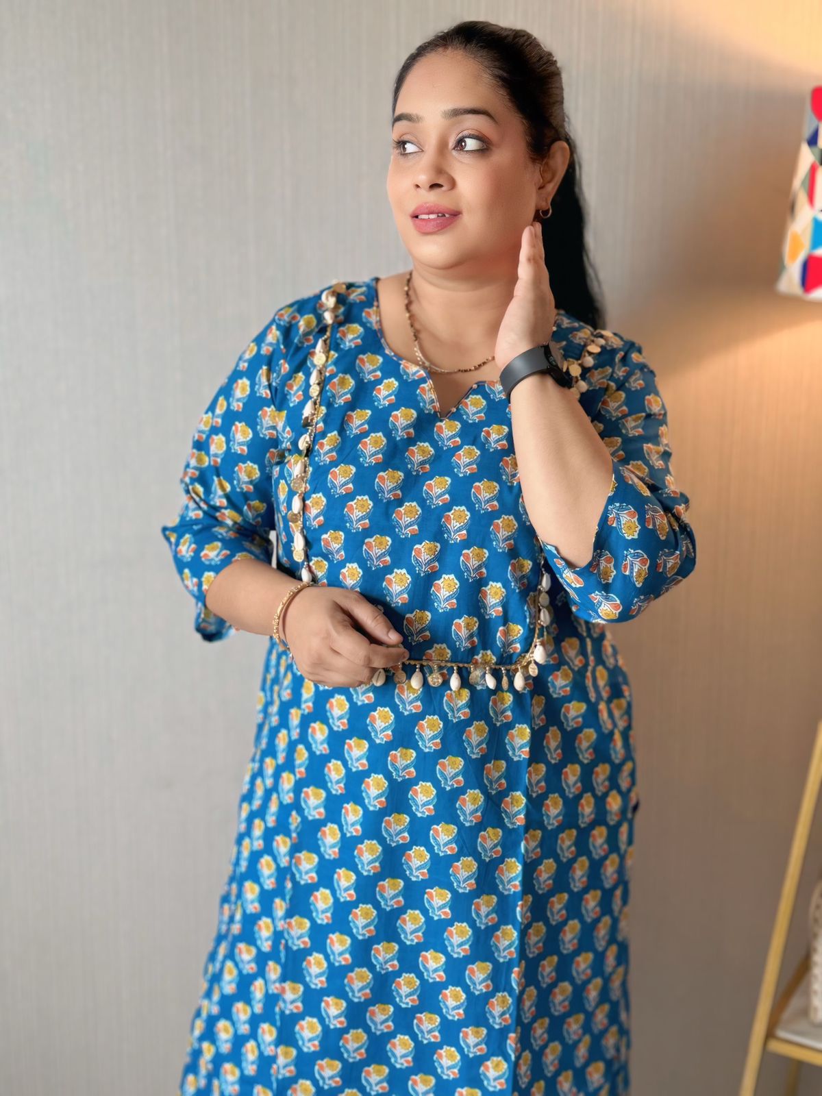 Blue Designer Neck Kurta