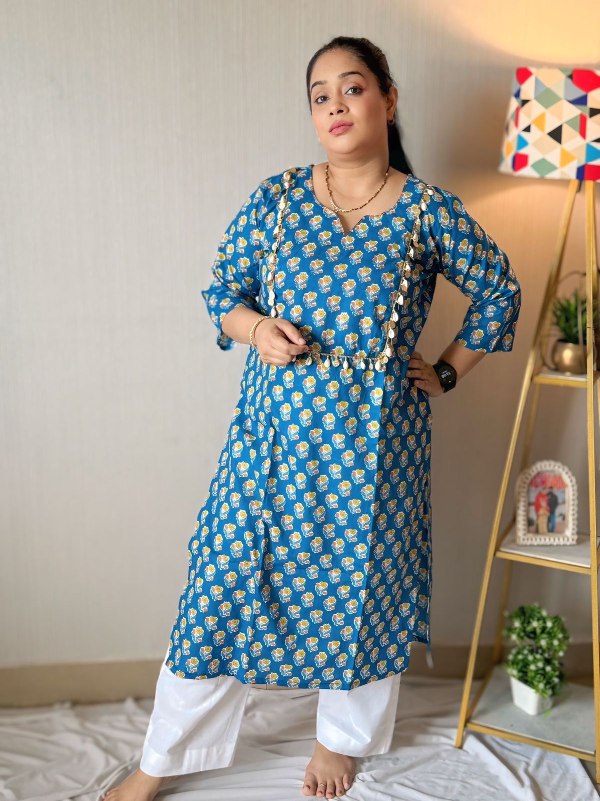 Blue Designer Neck Kurta