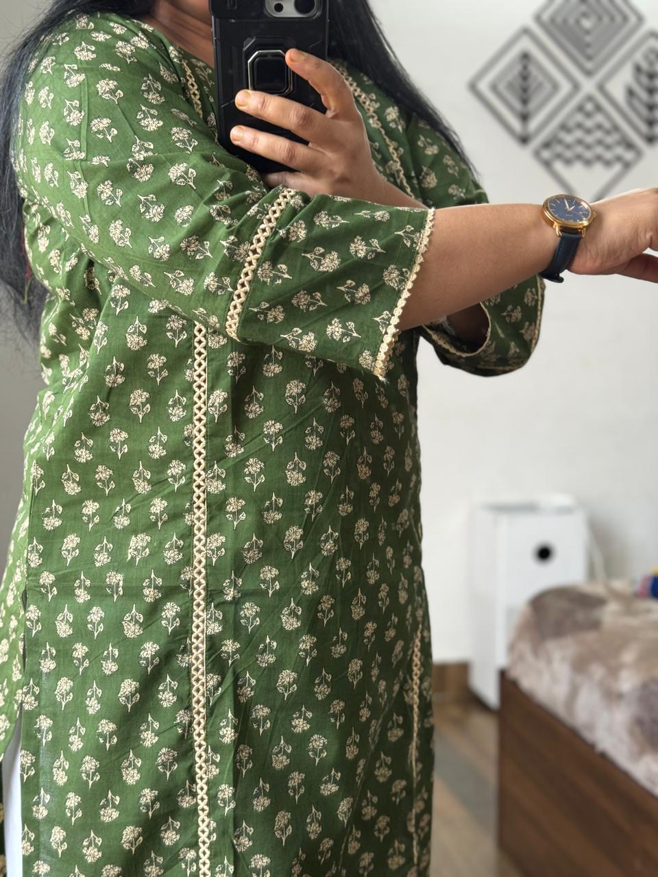 Mehndi Green Kali cut Kurta