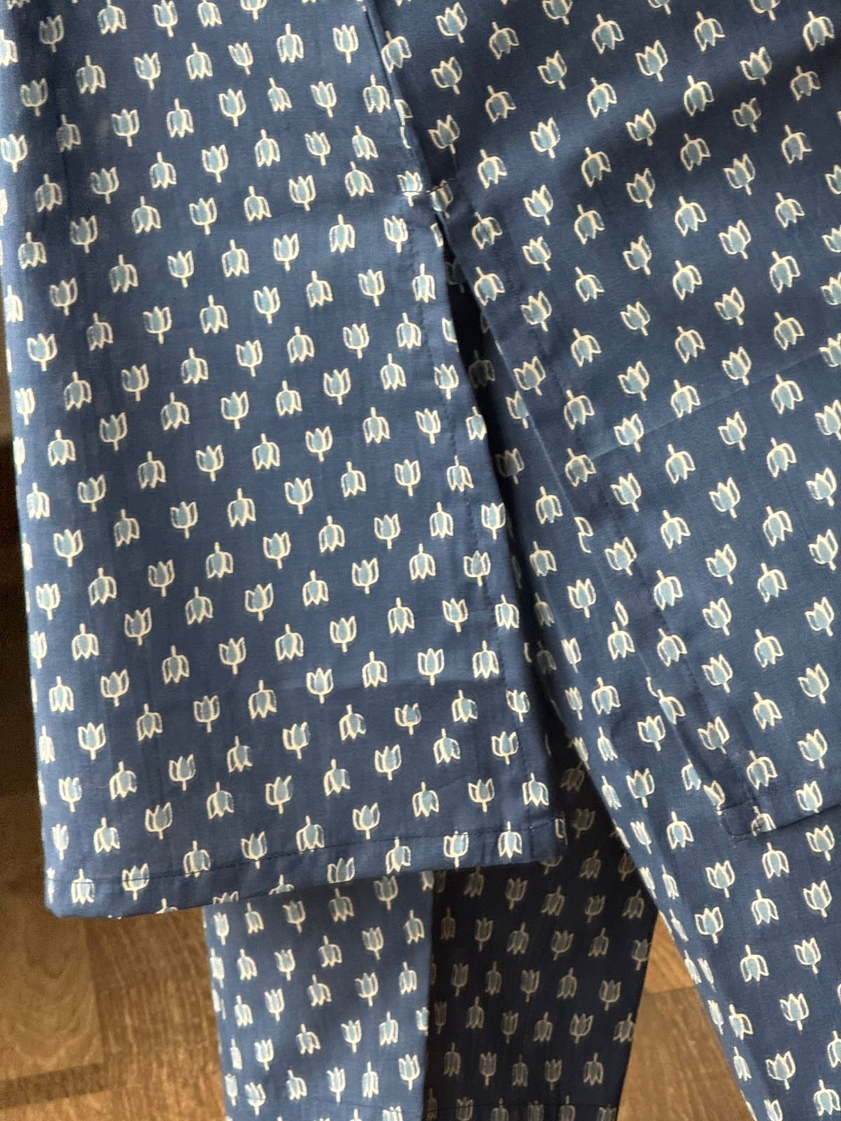 Indigo Ajrakh A- line Designer kurta Set