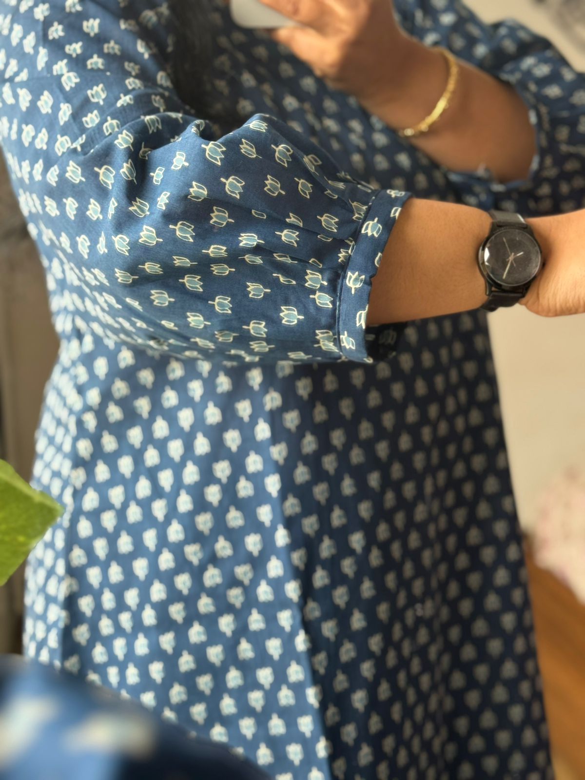 Indigo Ajrakh A- line Designer kurta Set