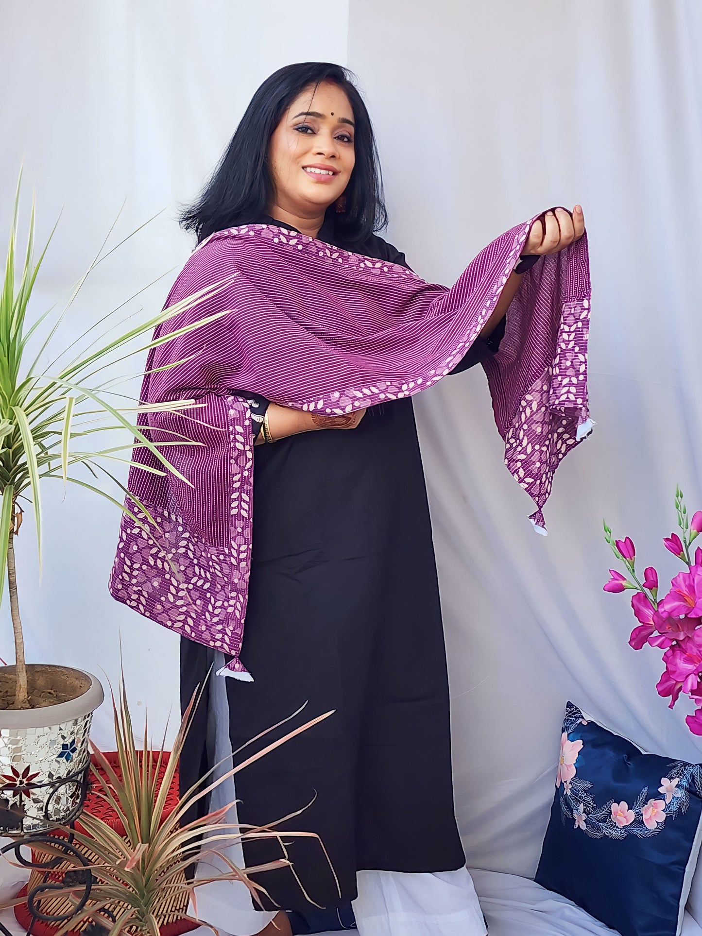 Kantha Purple Stole