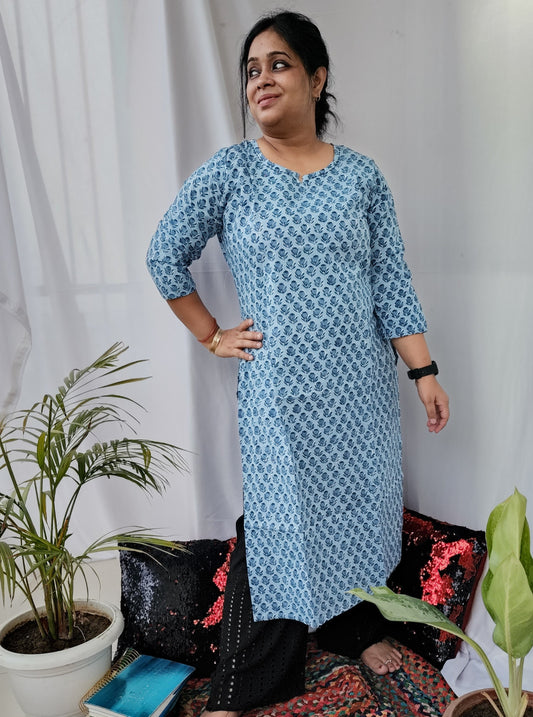 Indigo Cotton Kurta