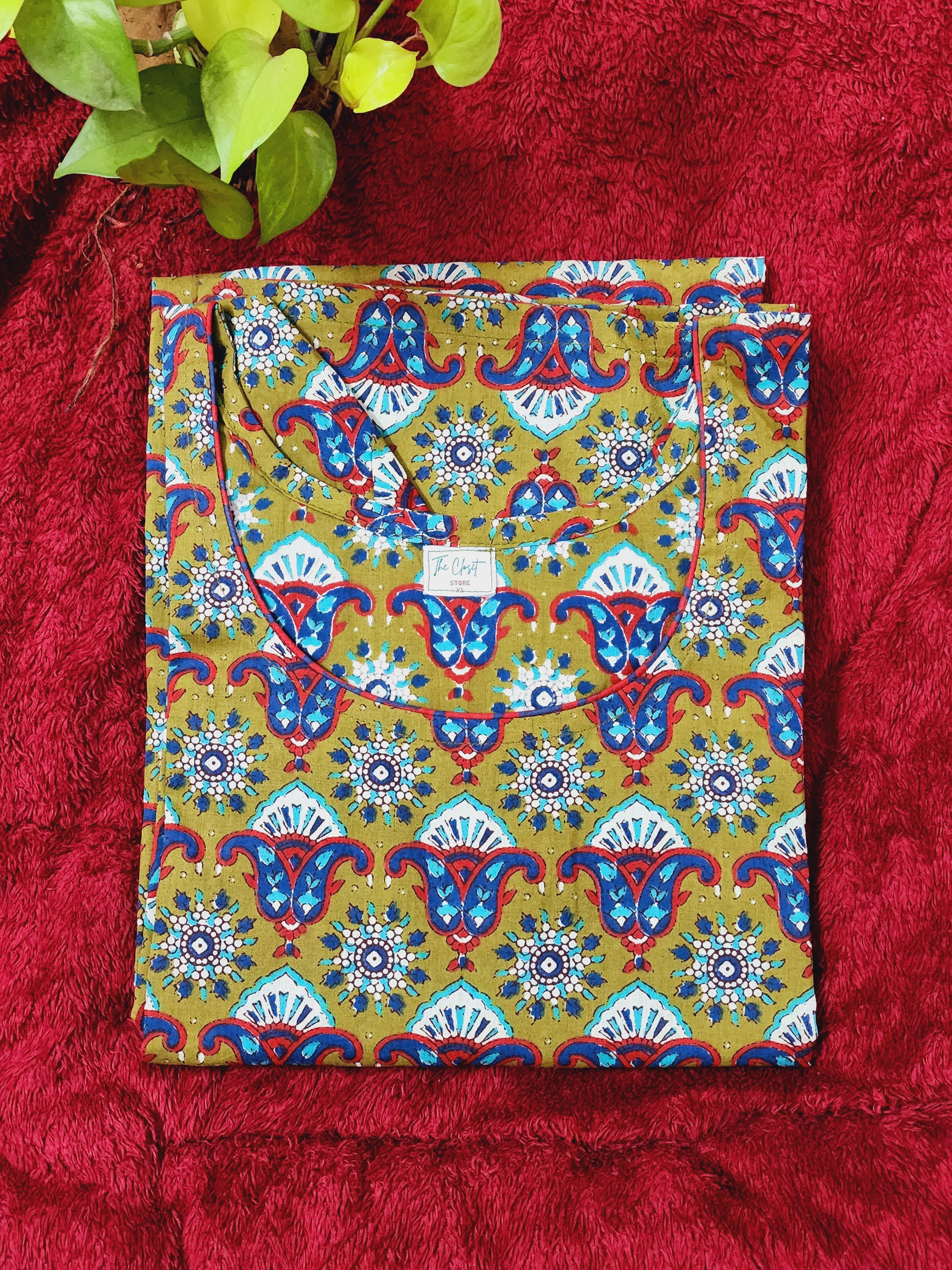 Green Ajrakh Blockprint Kurta