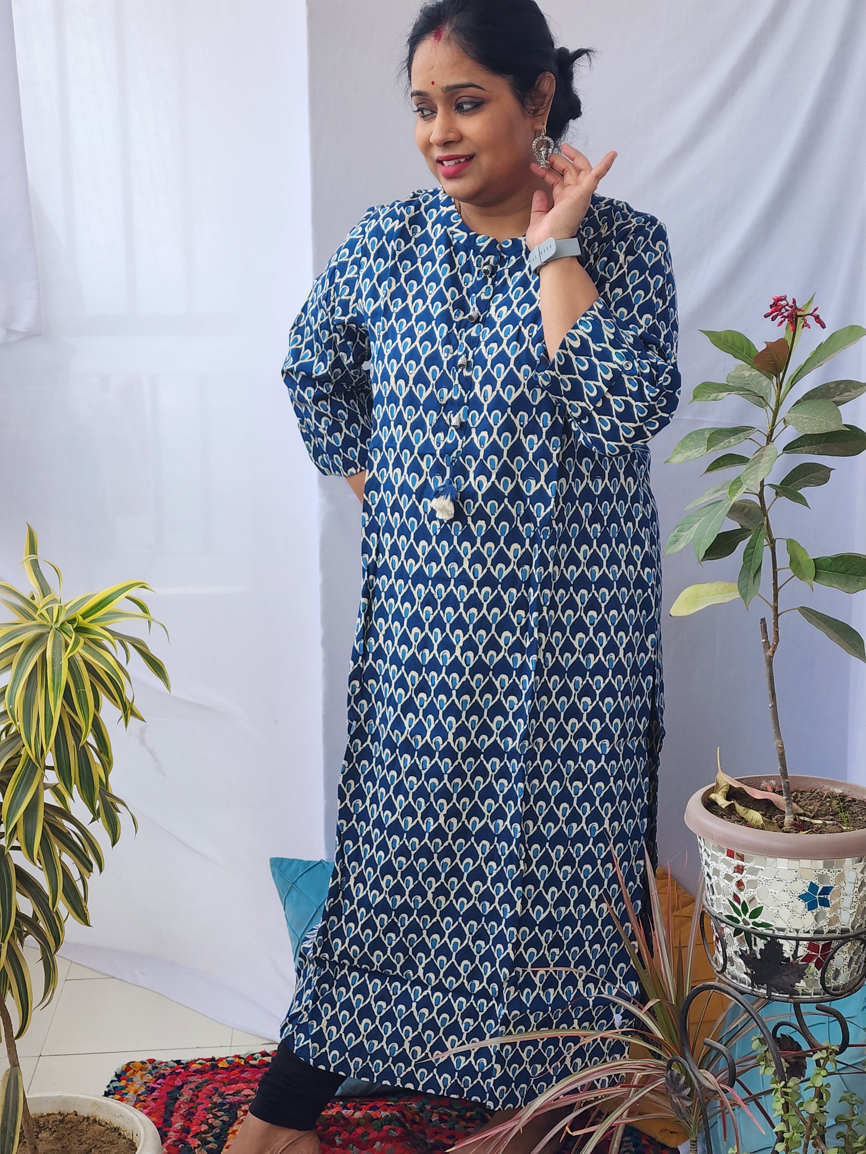 Indigo Muslin Mirror Kurta