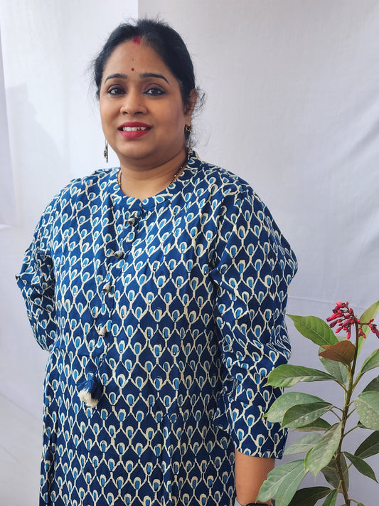 Indigo Muslin Mirror Kurta