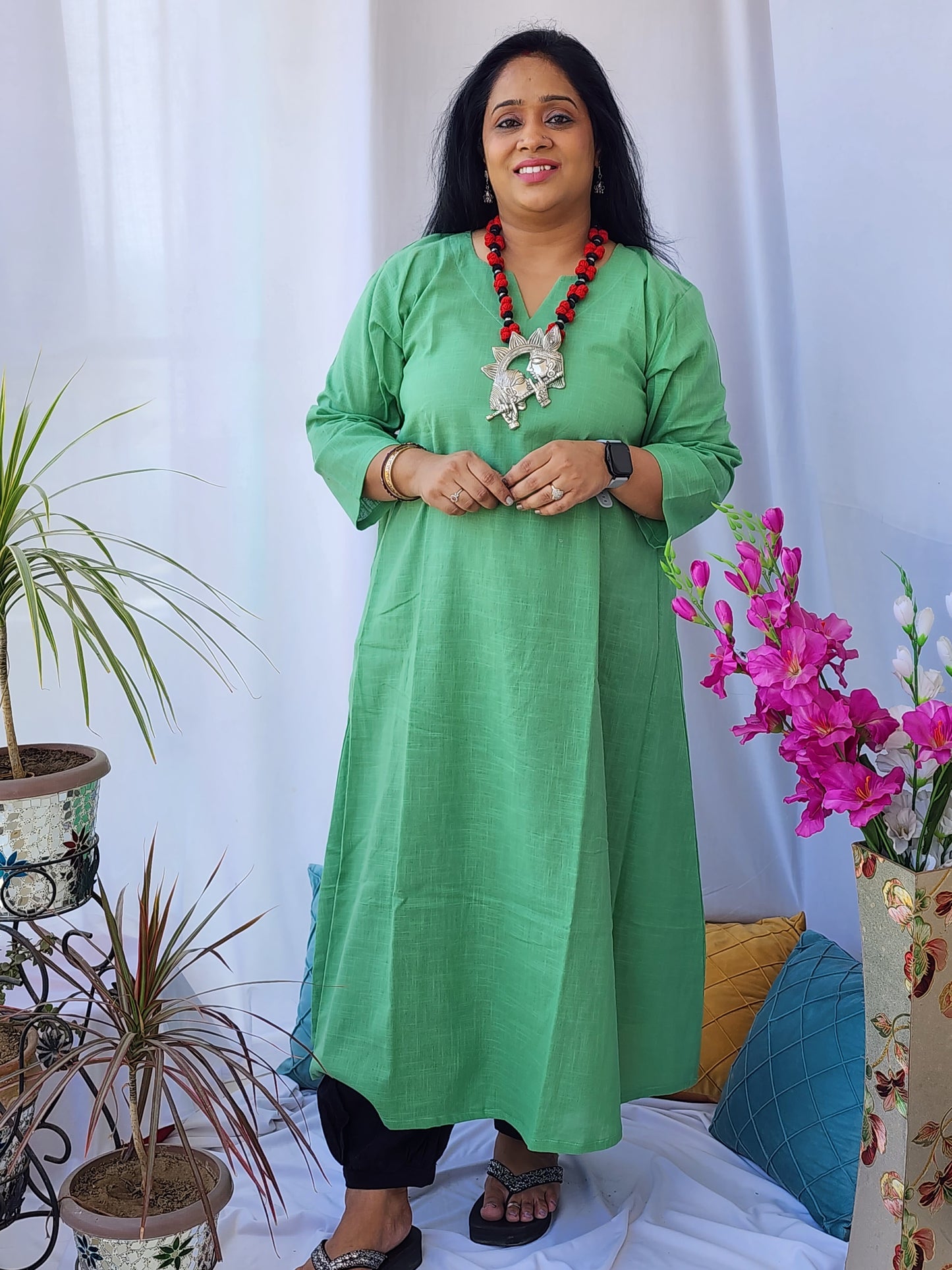 Dhani Green Cotton Kurta