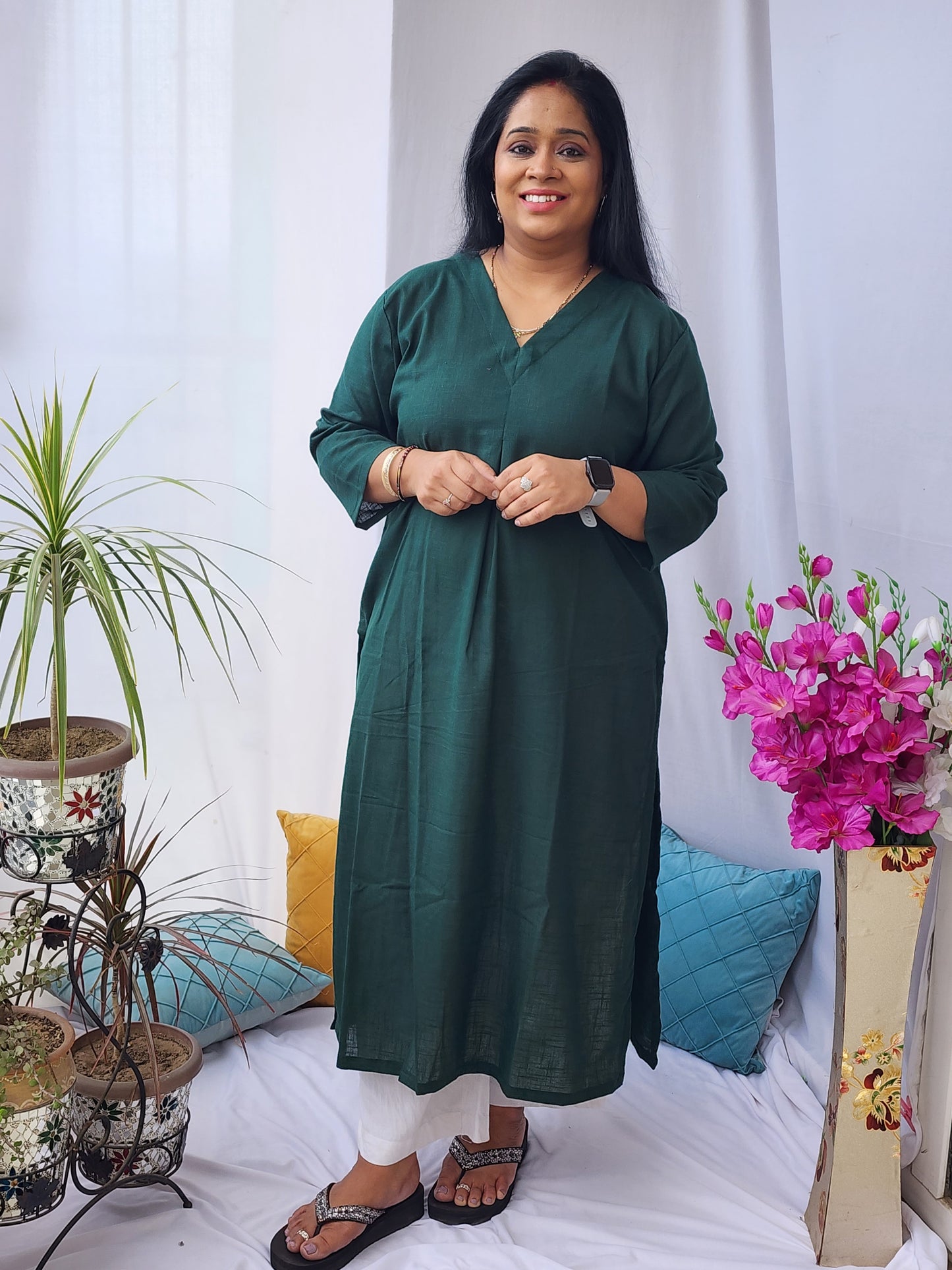 Bottle Green Saada Kurta