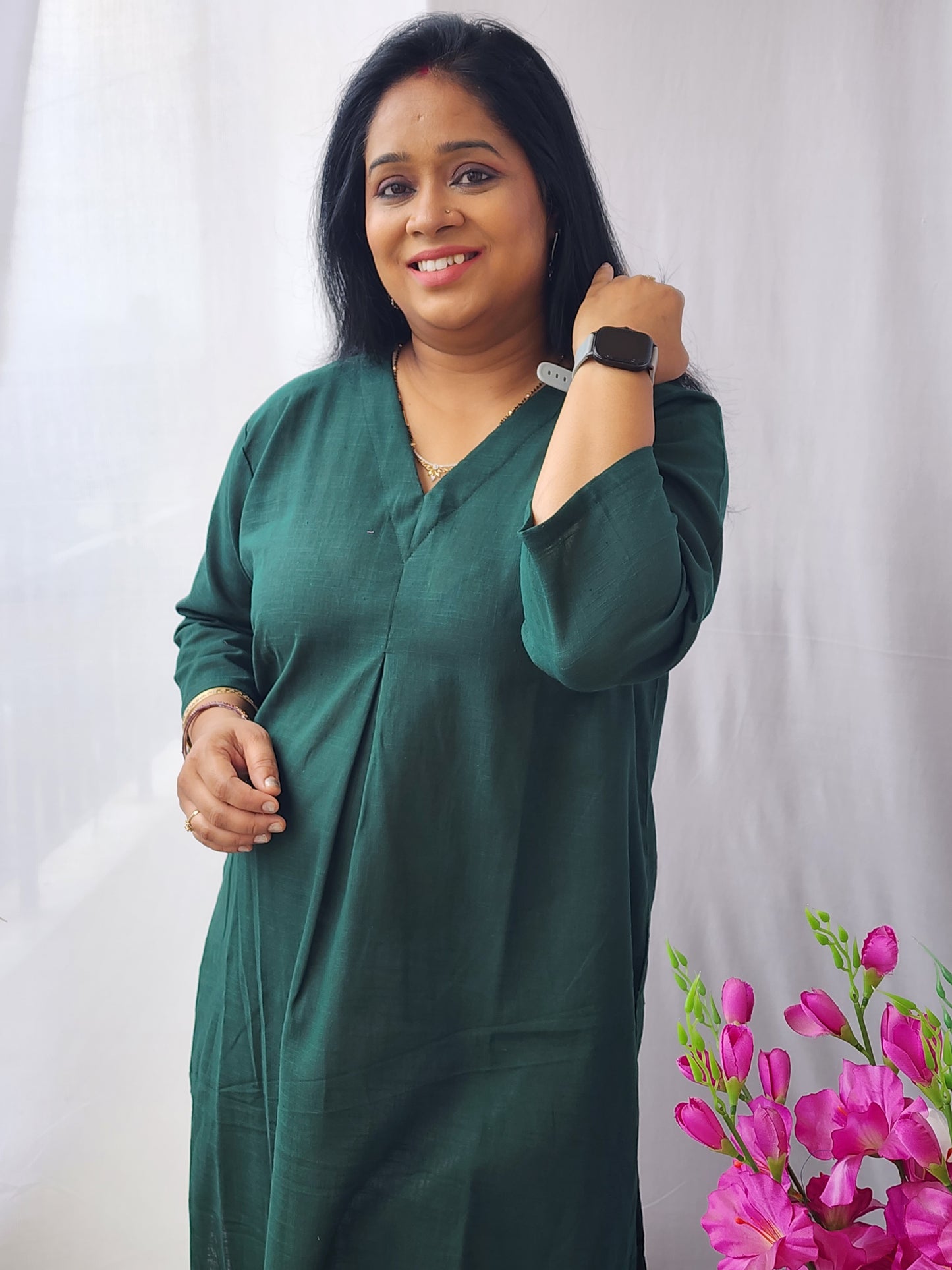 Bottle Green Saada Kurta