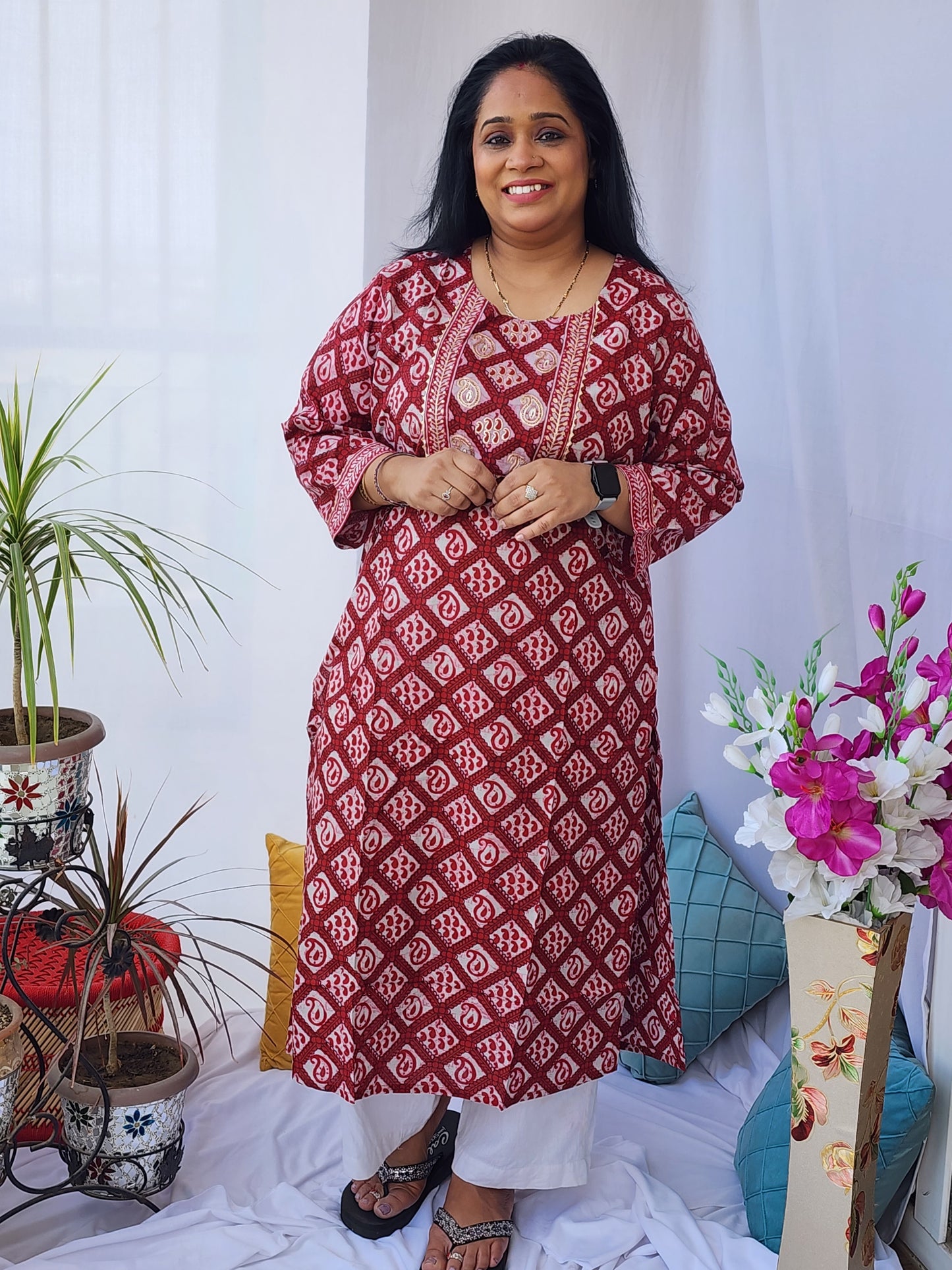 Batik zari embroidered Kurta