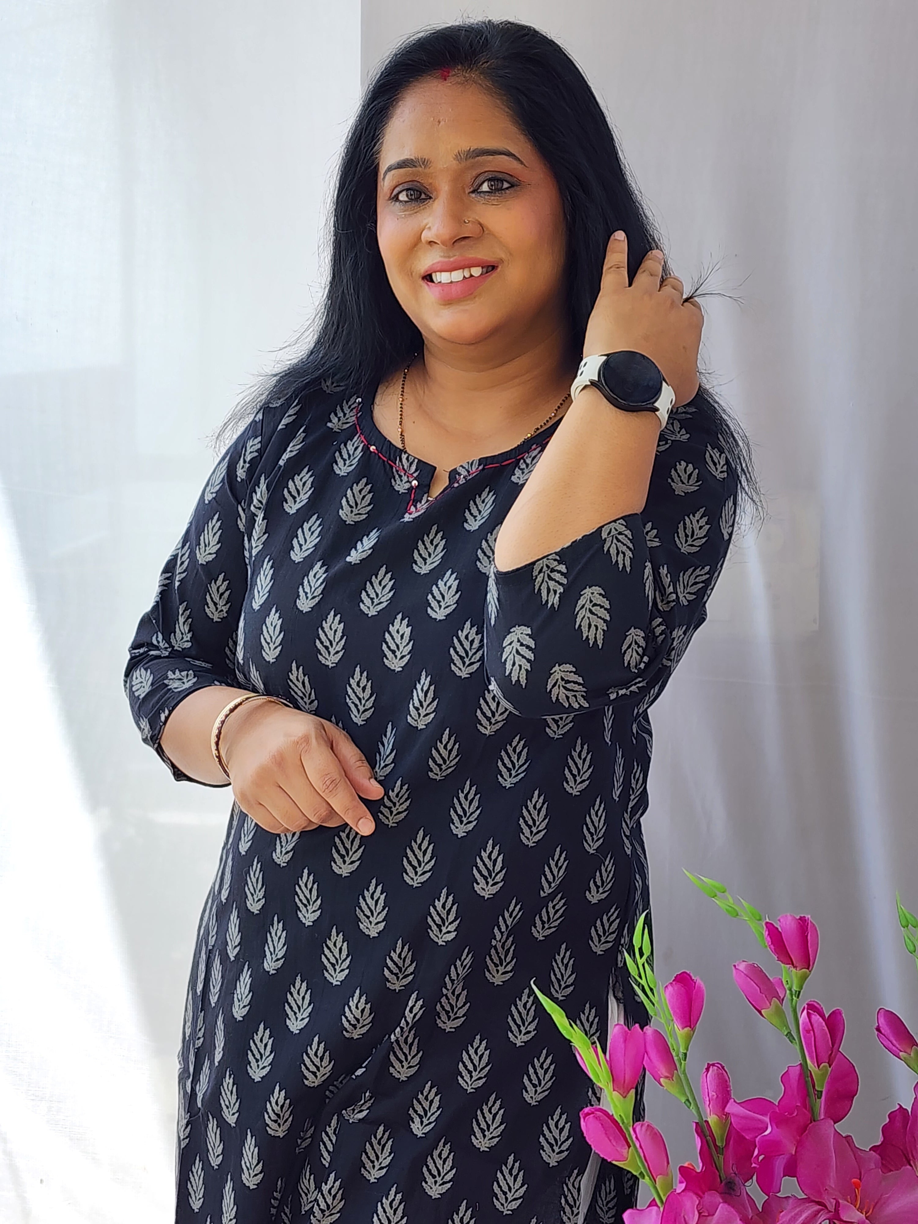 Black Ajrakh Block Print Cotton Kurta